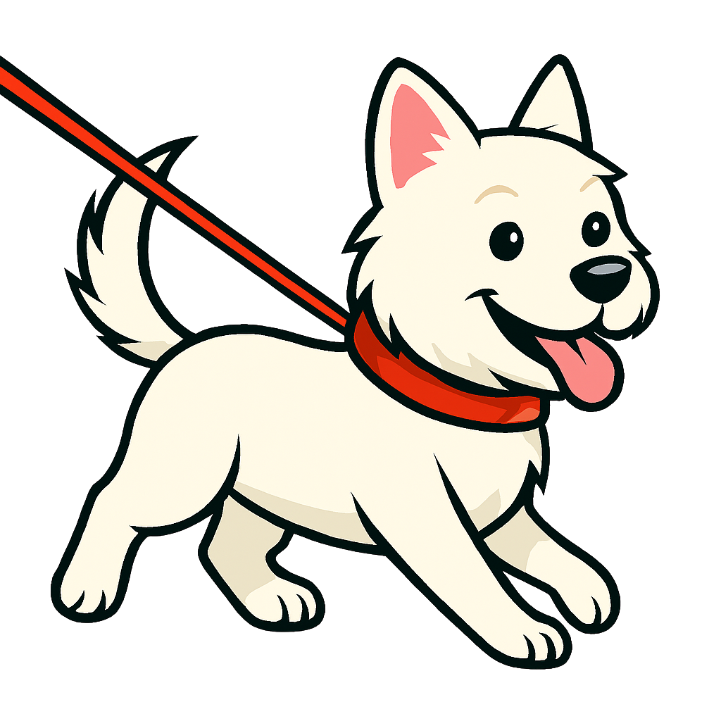 Happy Kin on a calm neighborhood walk